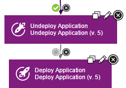 Clicking the green check mark between the Undeploy Application and Deploy Application steps to turn it to a gray circle